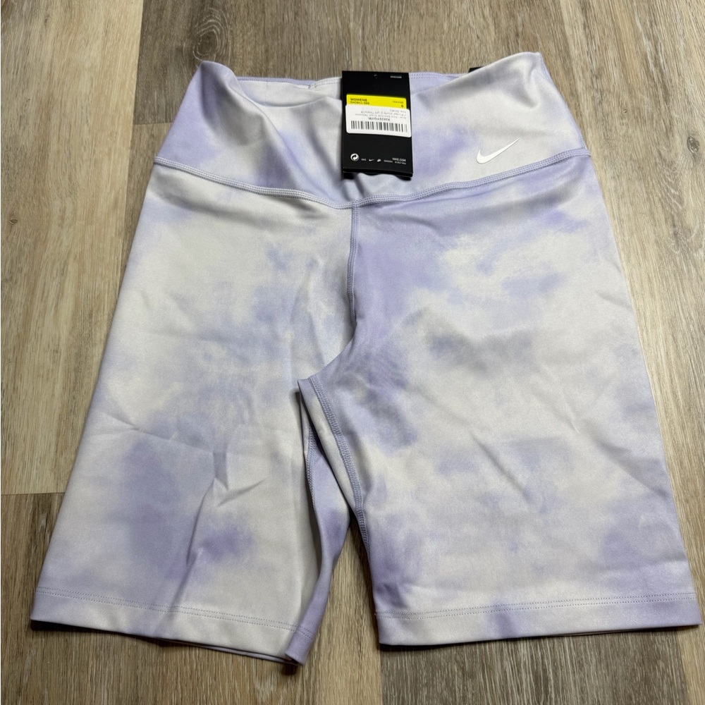 Nike Women's Lilac Tie-Dye High-Waist Bike Shorts
